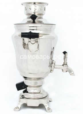 Электрический самовар из латуни никелированный на 1,5 литра форма "Тюльпан" с защитой от выкипания в Краснокамске - krasnokamsk.mebel-74.com | фото