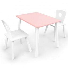Комплект детской мебели стол и два стула Корона  (Розовый/Белый/Белый) в Краснокамске - krasnokamsk.mebel-74.com | фото