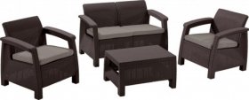 Комплект мебели Корфу сет (Corfu set) коричневый - серо-бежевый * в Краснокамске - krasnokamsk.mebel-74.com | фото