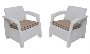Комплект уличной мебели Yalta Premium Terrace Triple Set (Ялта) белый (+подушки под спину) в Краснокамске - krasnokamsk.mebel-74.com | фото