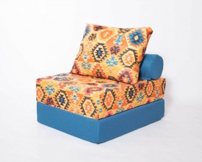 Кресло-кровать-пуф бескаркасное Прайм (мехико желтый-морская волна) в Краснокамске - krasnokamsk.mebel-74.com | фото