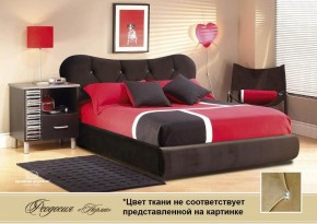 Кровать 1400 Феодосия со стразами в ткани "Конфетти кофе" (коричневый) серия Норма (+основание/опора) в Краснокамске - krasnokamsk.mebel-74.com | фото
