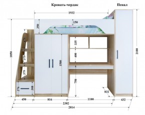 Кровать-чердак Тея (*Без Пенала) в Краснокамске - krasnokamsk.mebel-74.com | фото