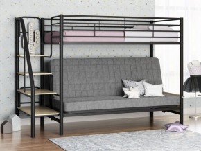 Кровать двухъярусная с диваном "Мадлен-3" (Черный/Серый) в Краснокамске - krasnokamsk.mebel-74.com | фото