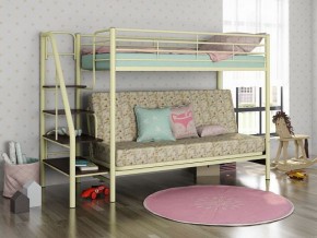 Кровать двухъярусная с диваном "Мадлен-3" (Белый/Фиолетовы) в Краснокамске - krasnokamsk.mebel-74.com | фото