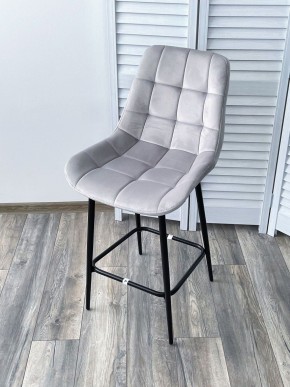 Полубарный стул ХОФМАН, цвет H-09 Светло-серый, велюр / черный каркас H=63cm М-City в Краснокамске - krasnokamsk.mebel-74.com | фото
