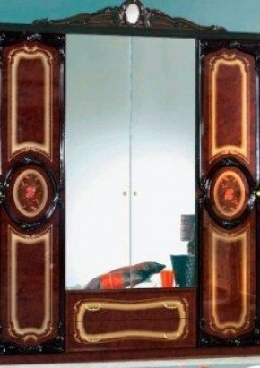 Шкаф 4-х дверный с зеркалами (01.144) Роза (могано) в Краснокамске - krasnokamsk.mebel-74.com | фото