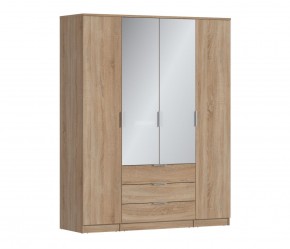 Шкаф 4х дверный с зеркалами Николь СБ-2595/1 (Дуб Сонома) в Краснокамске - krasnokamsk.mebel-74.com | фото