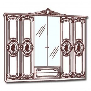 Шкаф 6-и дверный с зеркалами (01.146) Роза (могано) в Краснокамске - krasnokamsk.mebel-74.com | фото