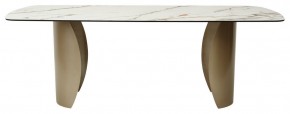 Стол BRONTE 220 KL-188 Контрастный мрамор матовый, итальянская керамика/ Шампань, ®DISAUR в Краснокамске - krasnokamsk.mebel-74.com | фото